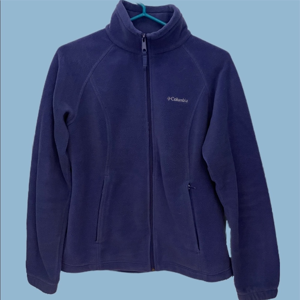 purple columbia fleece zip up jacket in size large